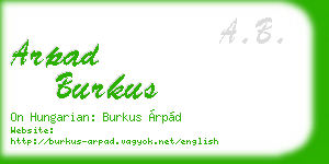 arpad burkus business card