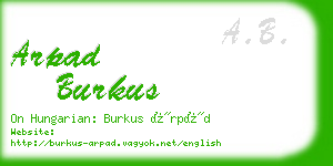 arpad burkus business card